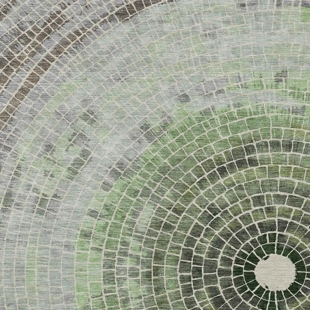 9' X 12' Green And Olive Green Geometric Washable Indoor Outdoor Area Rug Homeroots Outdoor