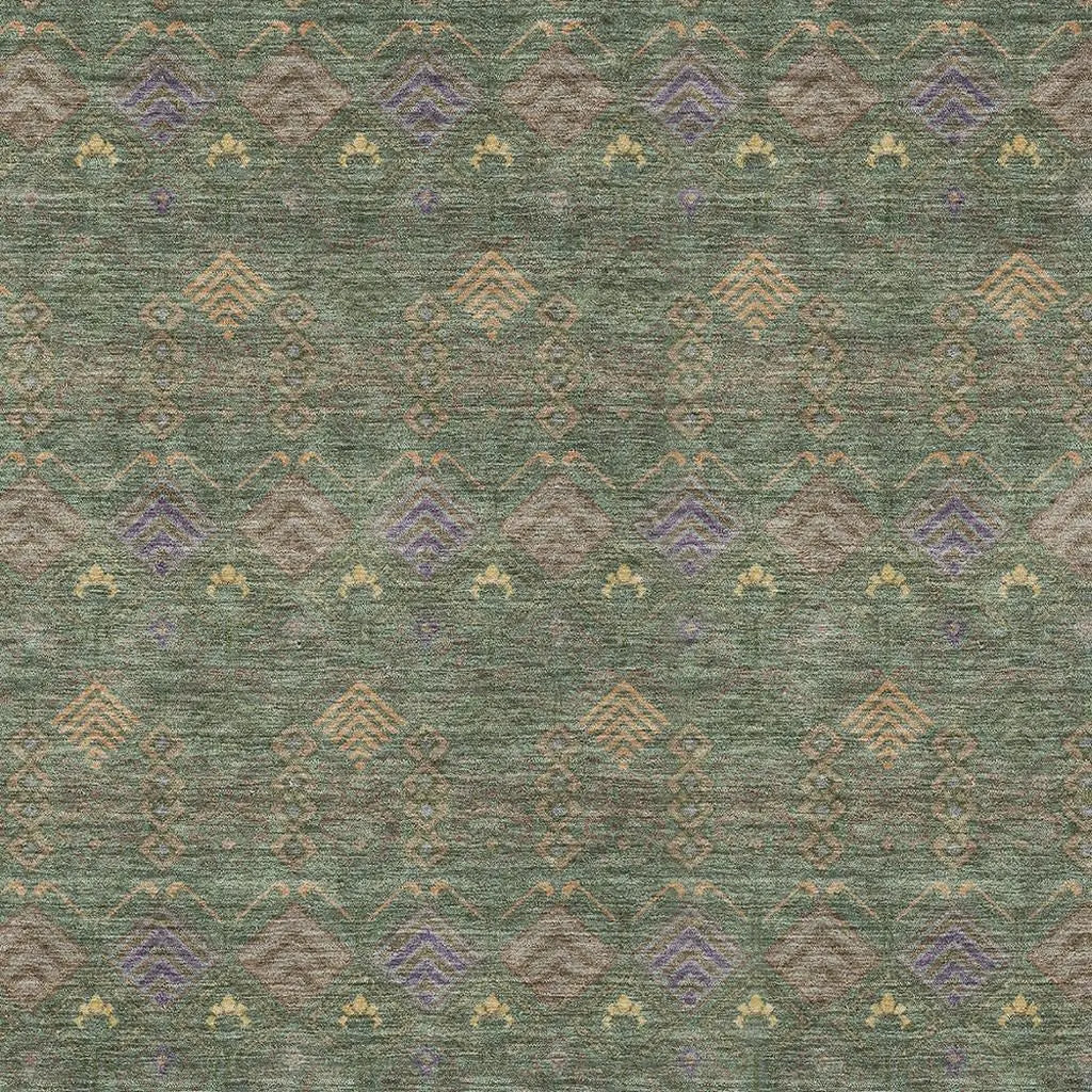 9' X 12' Green And Olive Green Geometric Washable Indoor Outdoor Area Rug Homeroots Outdoor