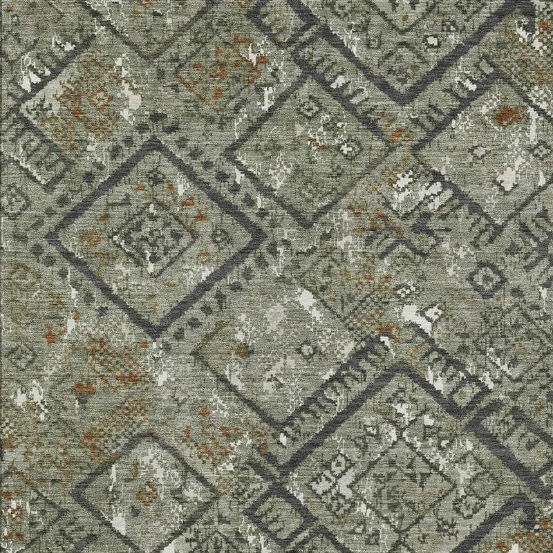 9' X 12' Green And Orange Geometric Washable Indoor Outdoor Area Rug Homeroots Outdoor
