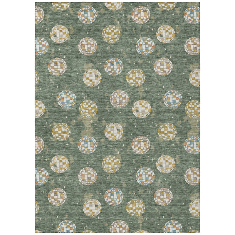 9' X 12' Green And Pearl Geometric Washable Indoor Outdoor Area Rug Homeroots Outdoor