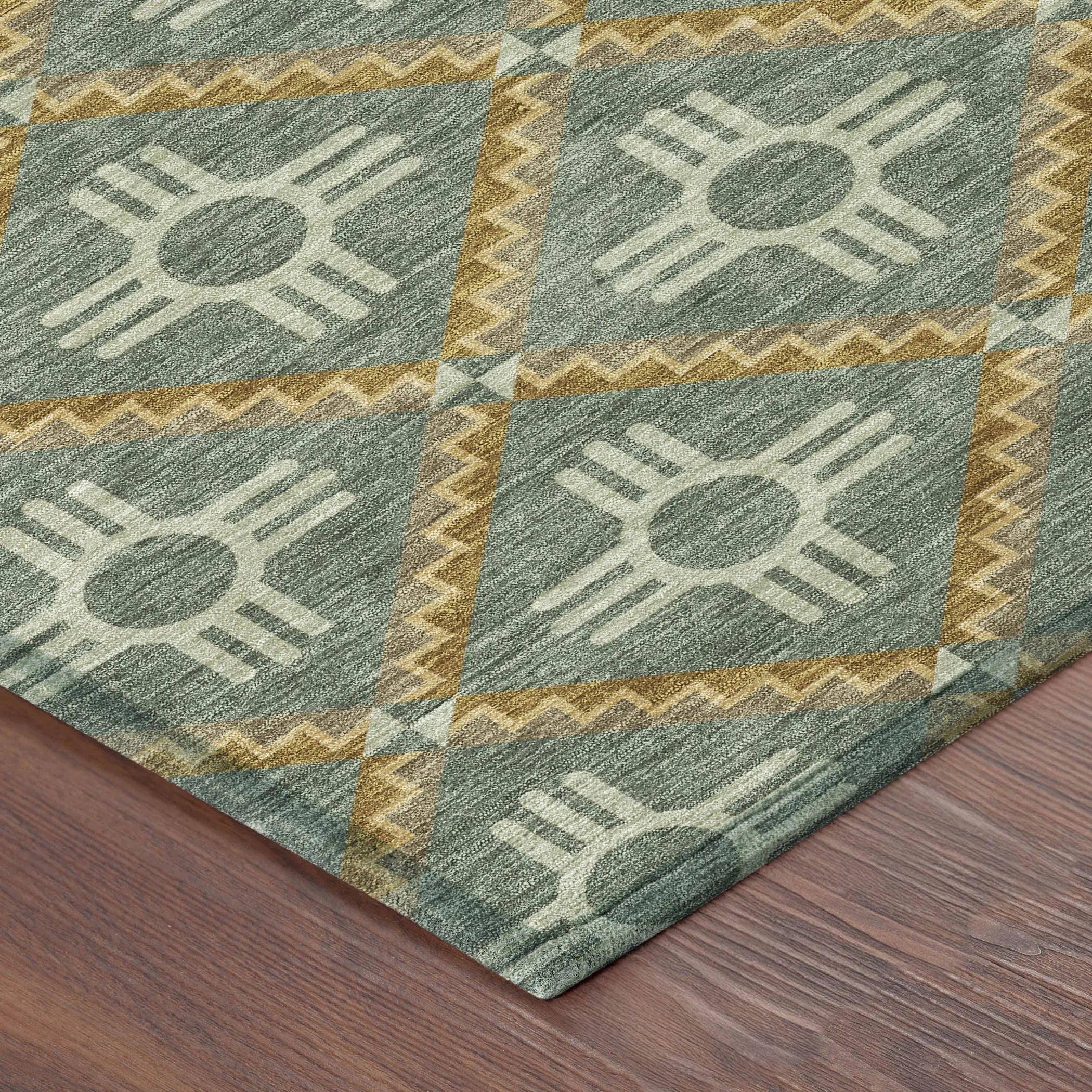 9' X 12' Green And Red Geometric Washable Indoor Outdoor Area Rug Homeroots Outdoor