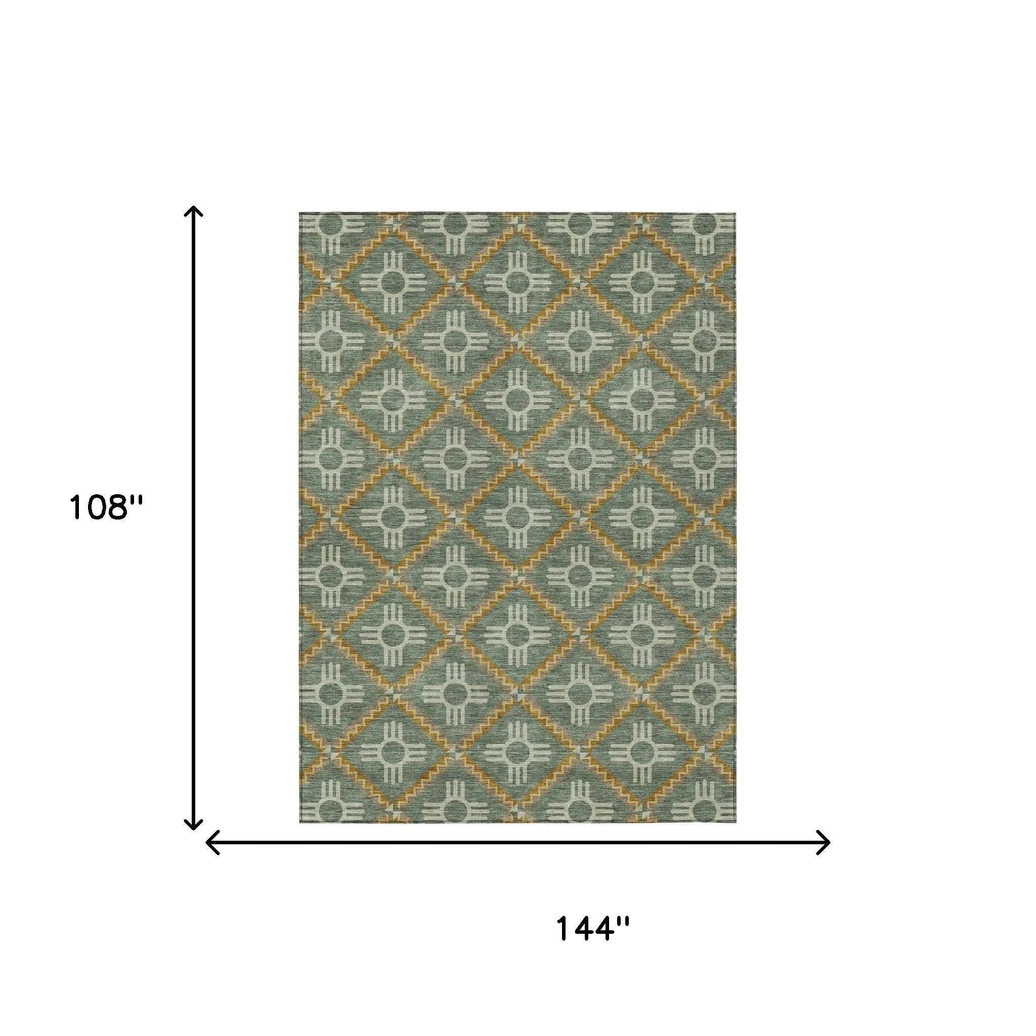9' X 12' Green And Red Geometric Washable Indoor Outdoor Area Rug Homeroots Outdoor