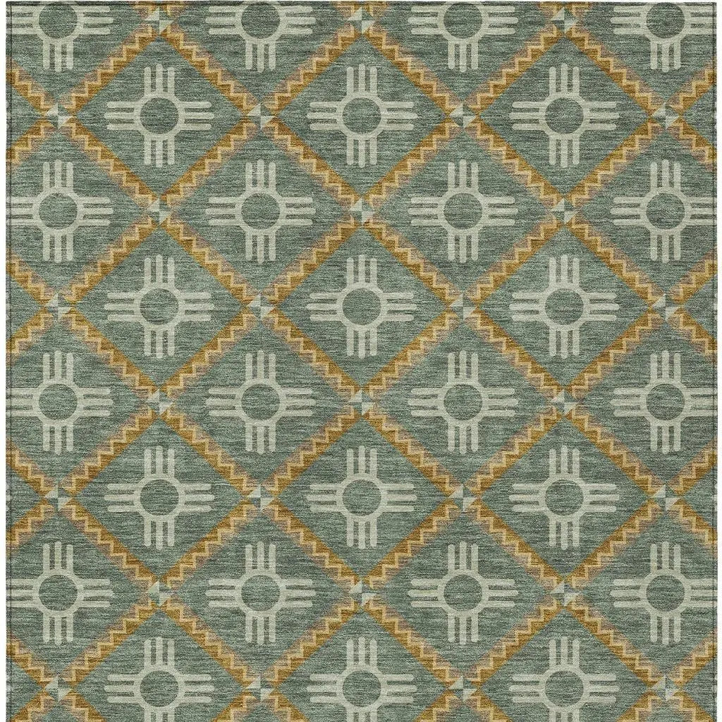 9' X 12' Green And Red Geometric Washable Indoor Outdoor Area Rug Homeroots Outdoor