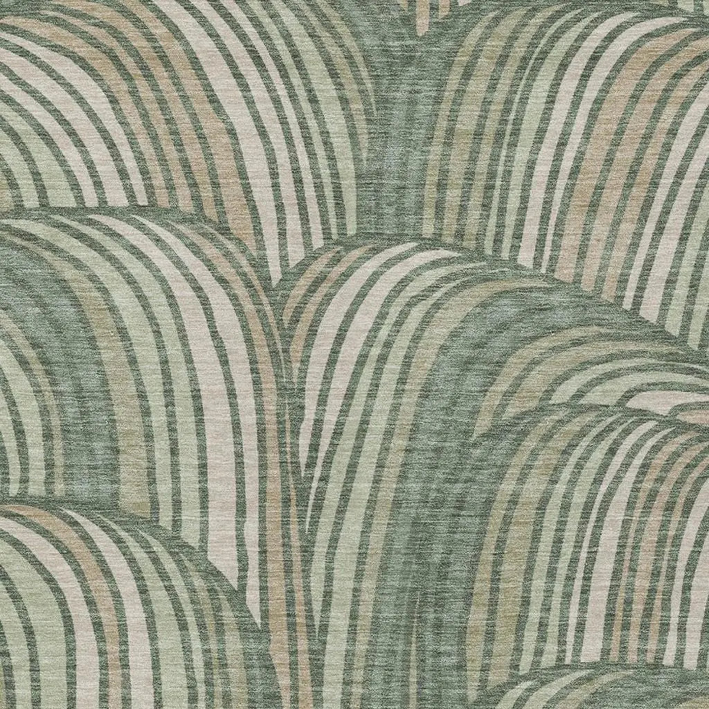 9' X 12' Green And Sage Abstract Washable Indoor Outdoor Area Rug Homeroots Outdoor