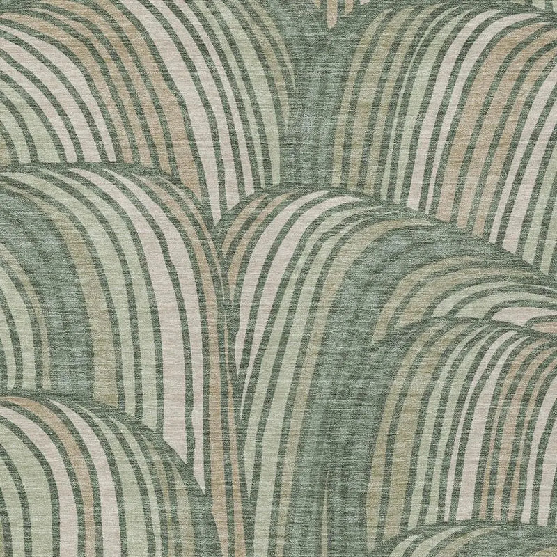 9' X 12' Green And Sage Abstract Washable Indoor Outdoor Area Rug Homeroots Outdoor