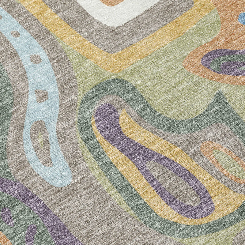 9' X 12' Green And Sage Abstract Washable Indoor Outdoor Area Rug Homeroots Outdoor
