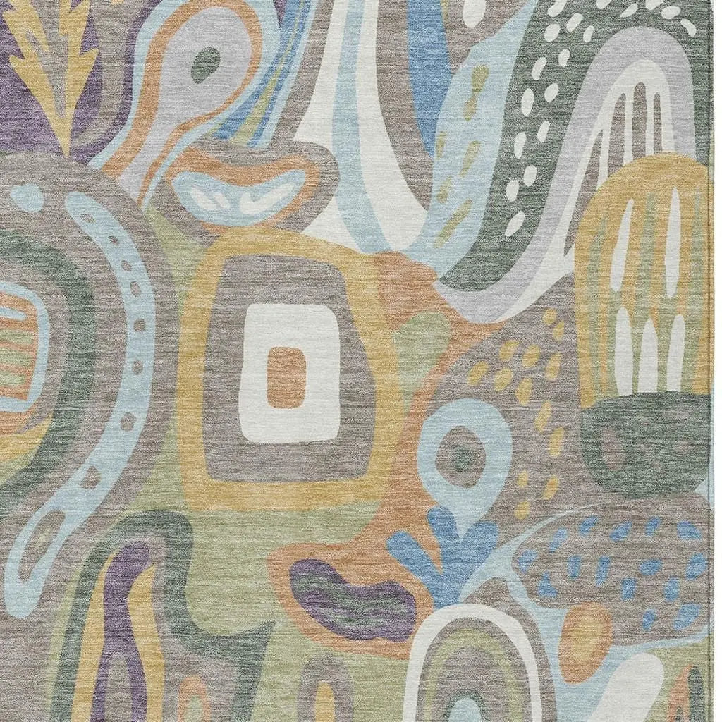 9' X 12' Green And Sage Abstract Washable Indoor Outdoor Area Rug Homeroots Outdoor