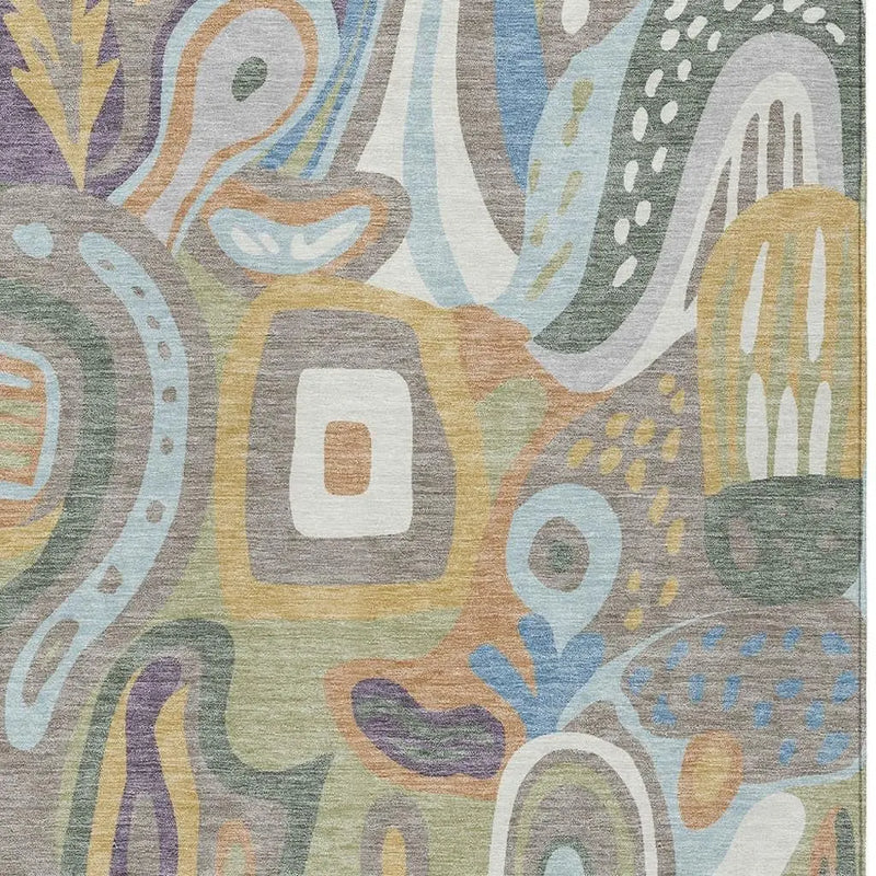 9' X 12' Green And Sage Abstract Washable Indoor Outdoor Area Rug Homeroots Outdoor