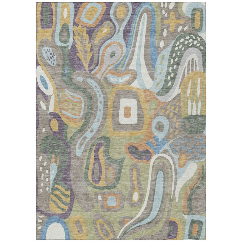 9' X 12' Green And Sage Abstract Washable Indoor Outdoor Area Rug Homeroots Outdoor