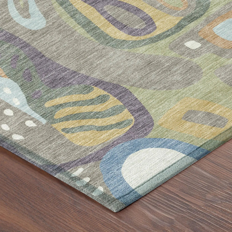 9' X 12' Green And Sage Abstract Washable Indoor Outdoor Area Rug Homeroots Outdoor