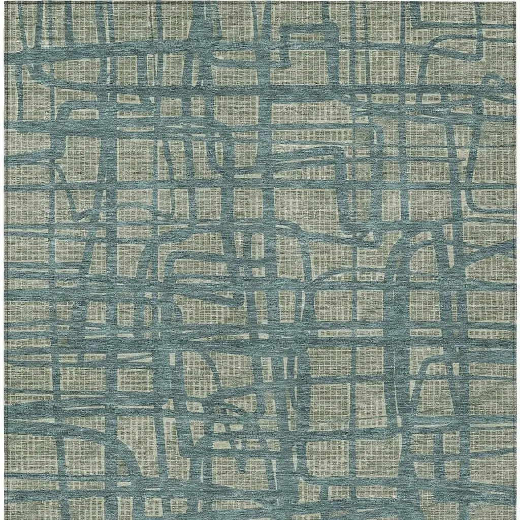 9' X 12' Green And Sage Abstract Washable Indoor Outdoor Area Rug Homeroots Outdoor