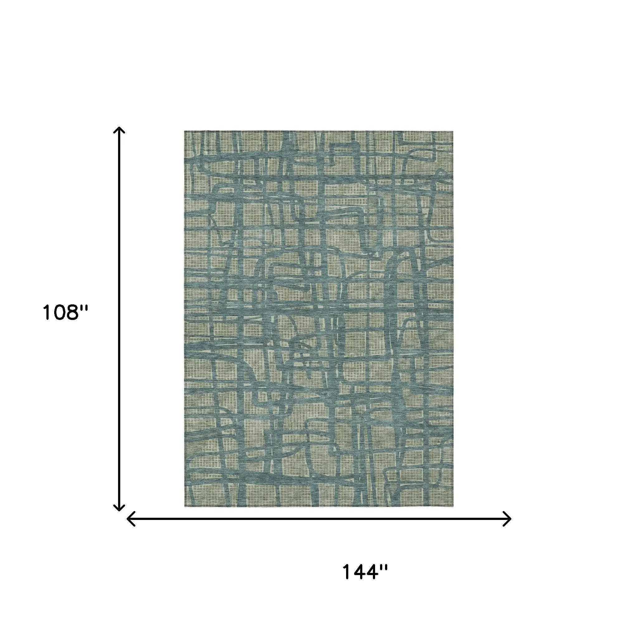 9' X 12' Green And Sage Abstract Washable Indoor Outdoor Area Rug Homeroots Outdoor