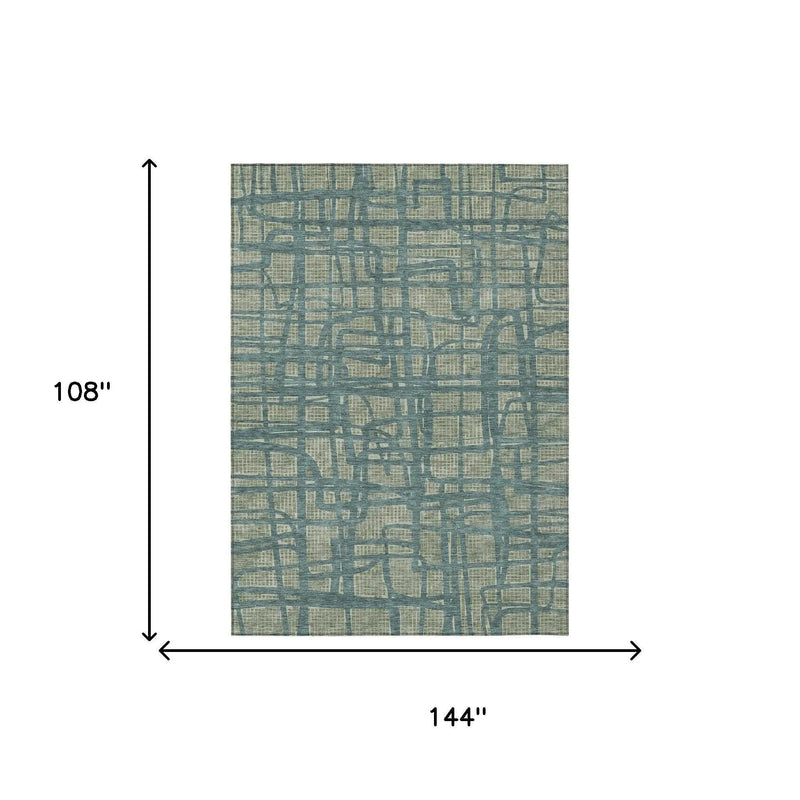 9' X 12' Green And Sage Abstract Washable Indoor Outdoor Area Rug Homeroots Outdoor