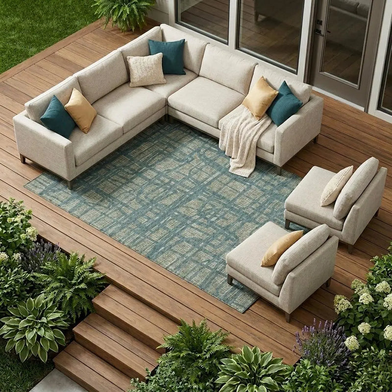 9' X 12' Green And Sage Abstract Washable Indoor Outdoor Area Rug Homeroots Outdoor