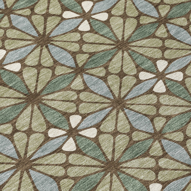 9' X 12' Green And Sage Geometric Washable Indoor Outdoor Area Rug Homeroots Outdoor