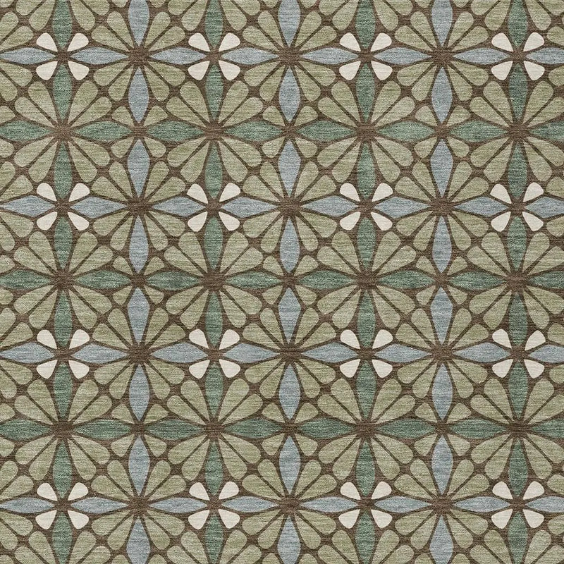 9' X 12' Green And Sage Geometric Washable Indoor Outdoor Area Rug Homeroots Outdoor