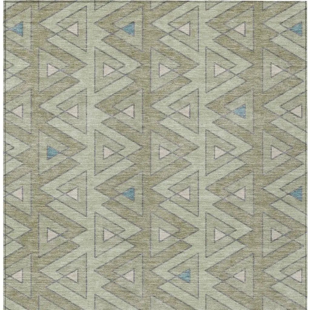 9' X 12' Green And Sage Geometric Washable Indoor Outdoor Area Rug Homeroots Outdoor