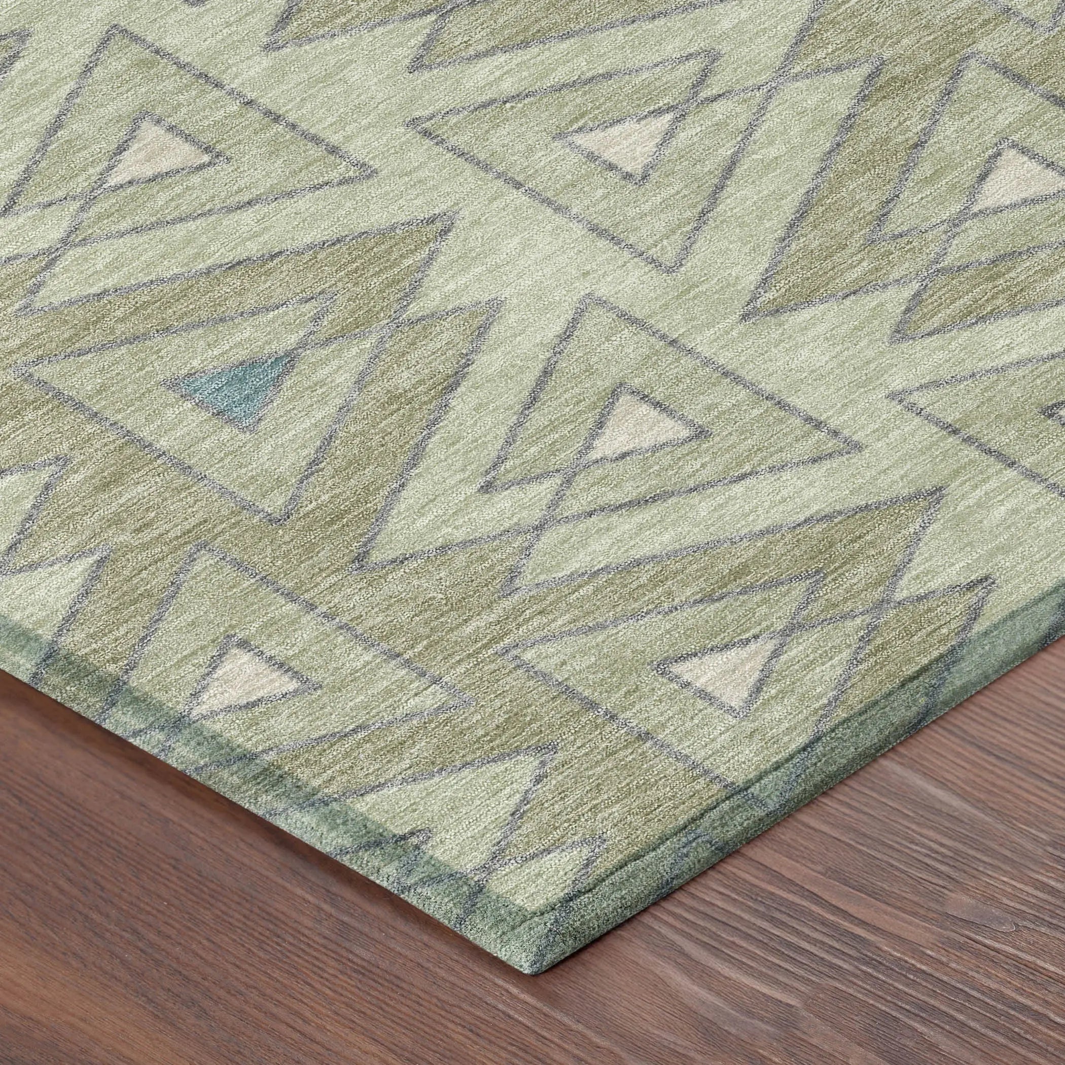 9' X 12' Green And Sage Geometric Washable Indoor Outdoor Area Rug Homeroots Outdoor
