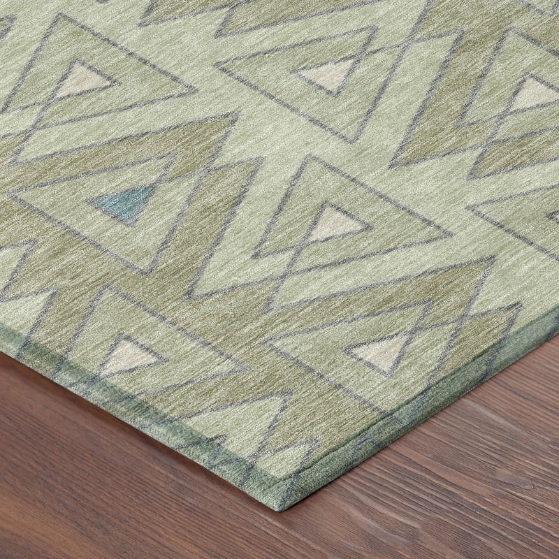 9' X 12' Green And Sage Geometric Washable Indoor Outdoor Area Rug Homeroots Outdoor
