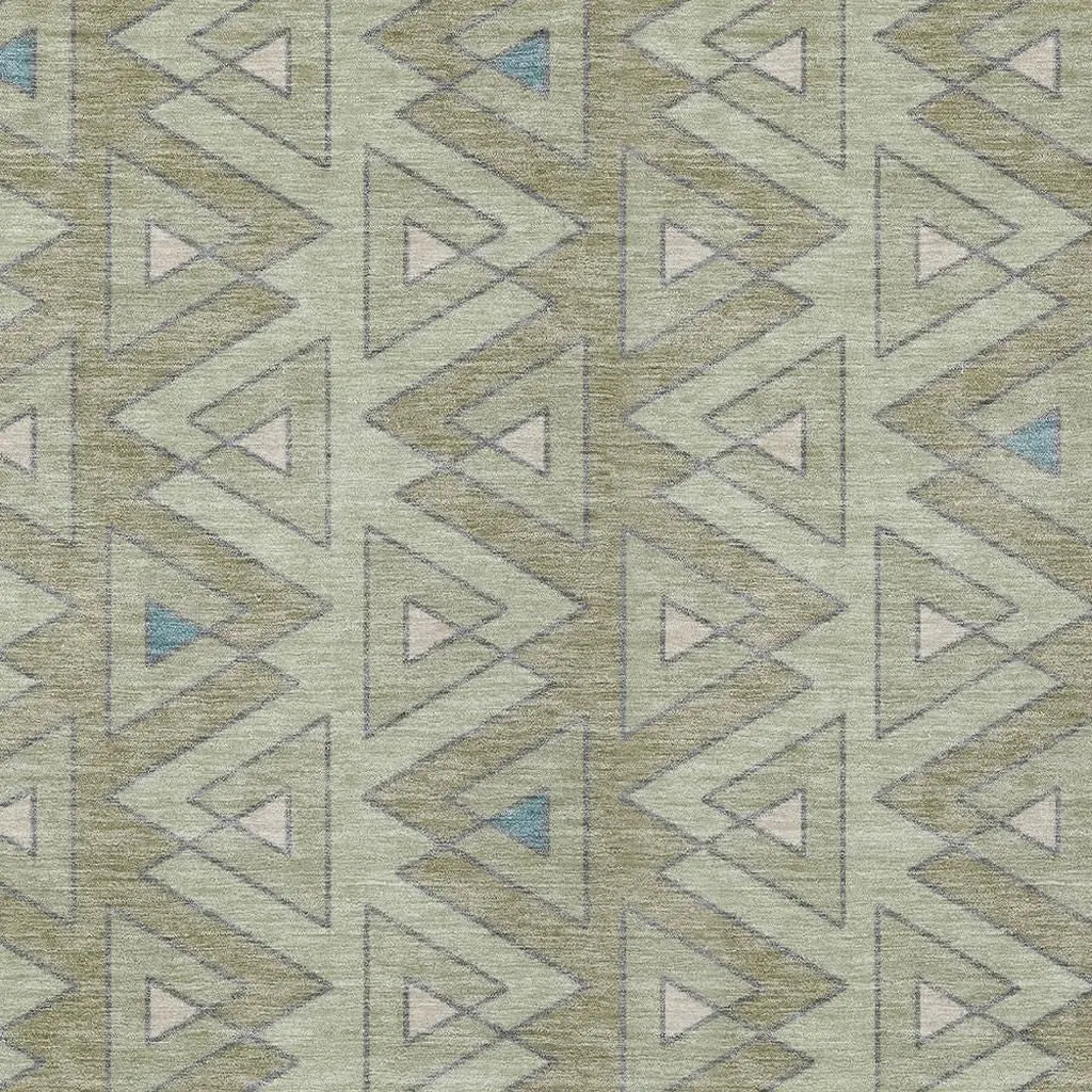 9' X 12' Green And Sage Geometric Washable Indoor Outdoor Area Rug Homeroots Outdoor