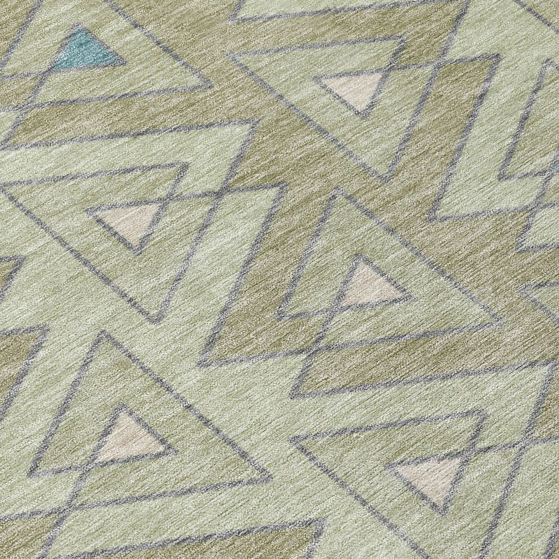 9' X 12' Green And Sage Geometric Washable Indoor Outdoor Area Rug Homeroots Outdoor
