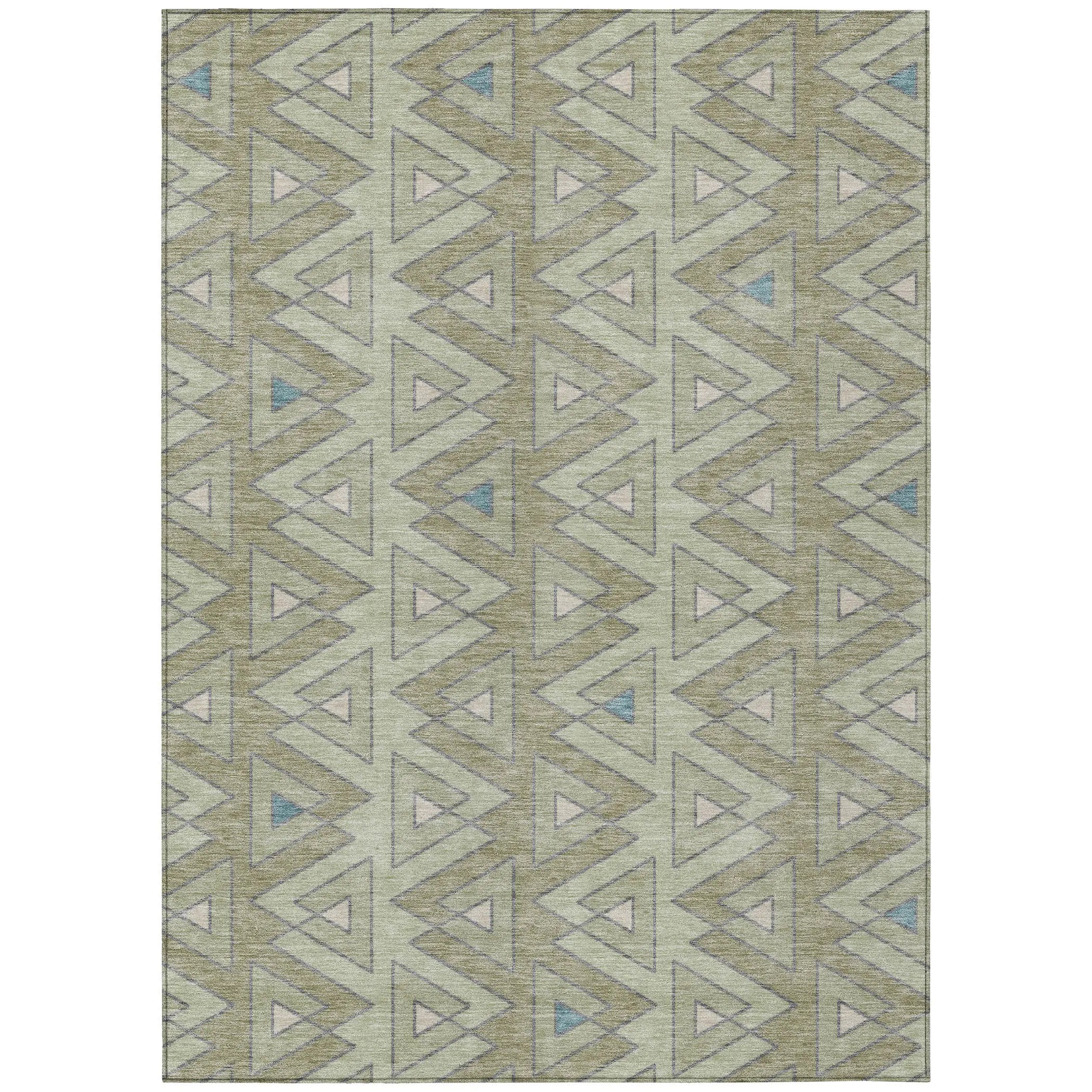 9' X 12' Green And Sage Geometric Washable Indoor Outdoor Area Rug Homeroots Outdoor