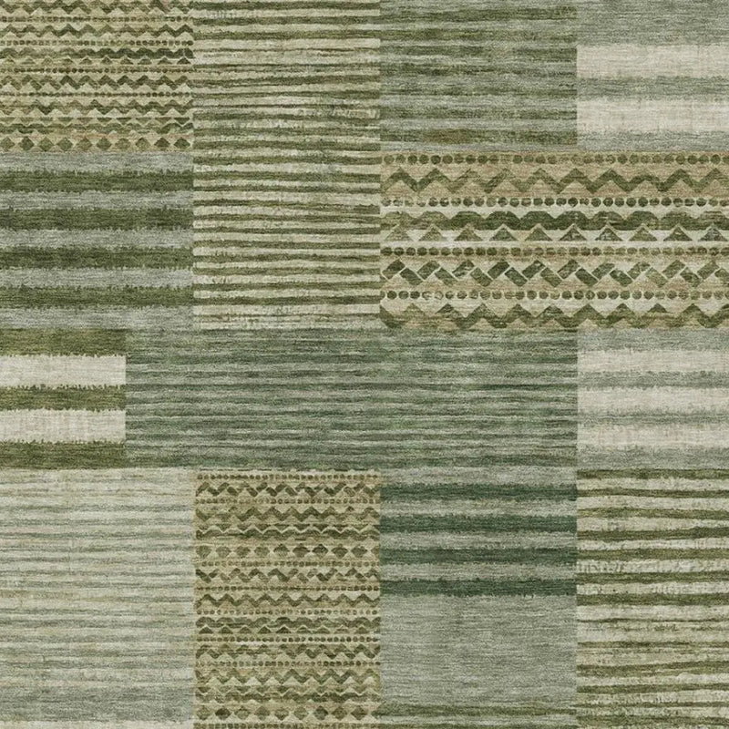 9' X 12' Green And Sage Striped Washable Indoor Outdoor Area Rug Homeroots Outdoor