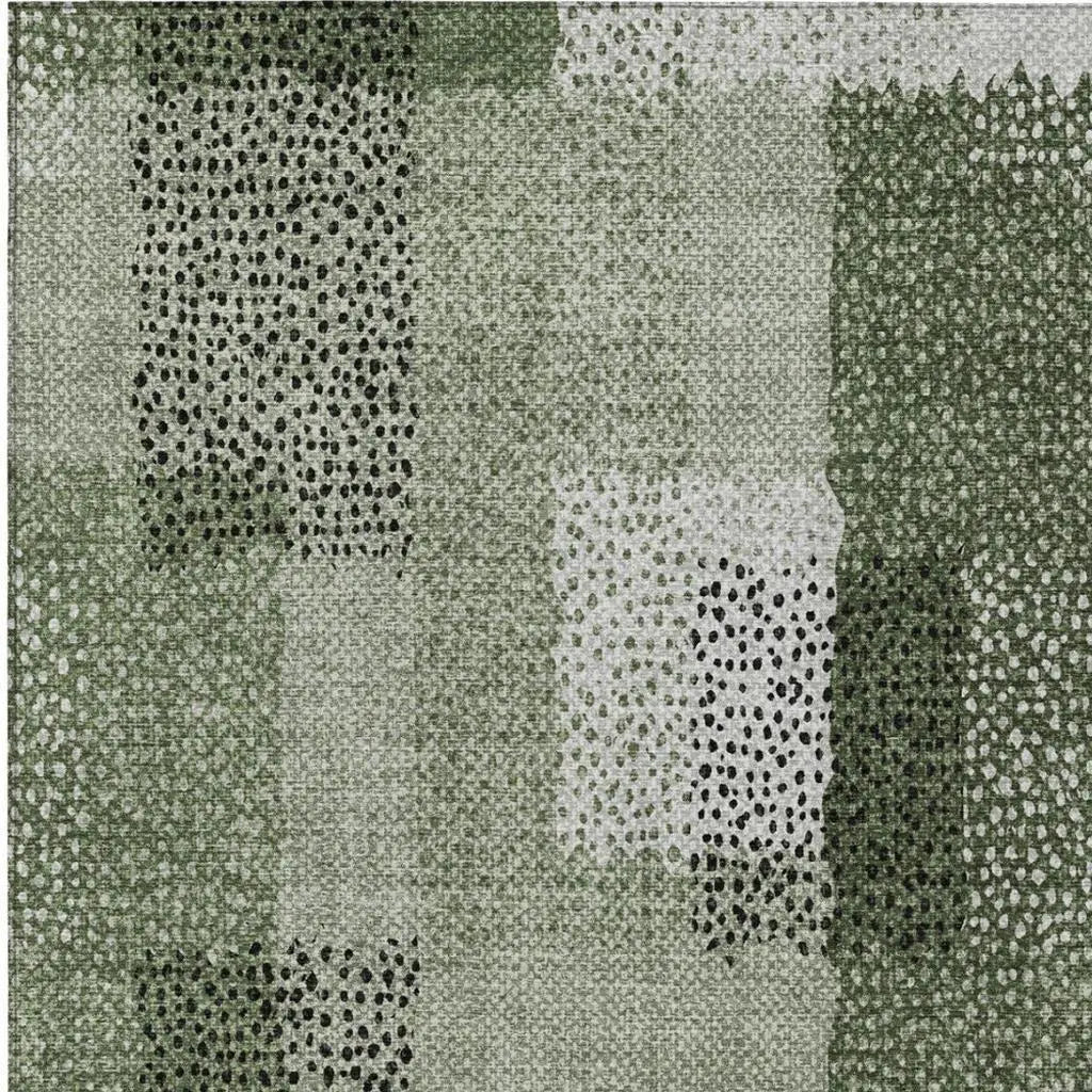 9' X 12' Green And Silver Abstract Washable Indoor Outdoor Area Rug Homeroots Outdoor