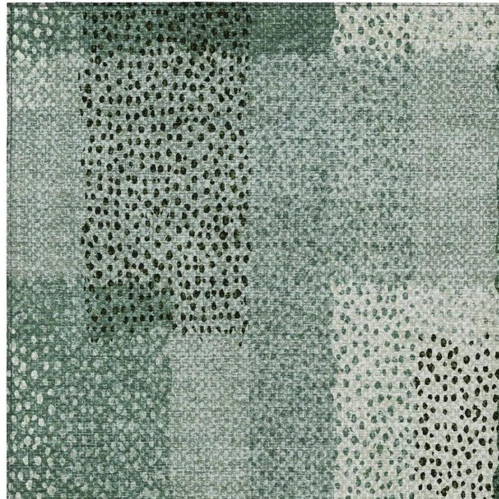9' X 12' Green And Silver Abstract Washable Indoor Outdoor Area Rug Homeroots Outdoor