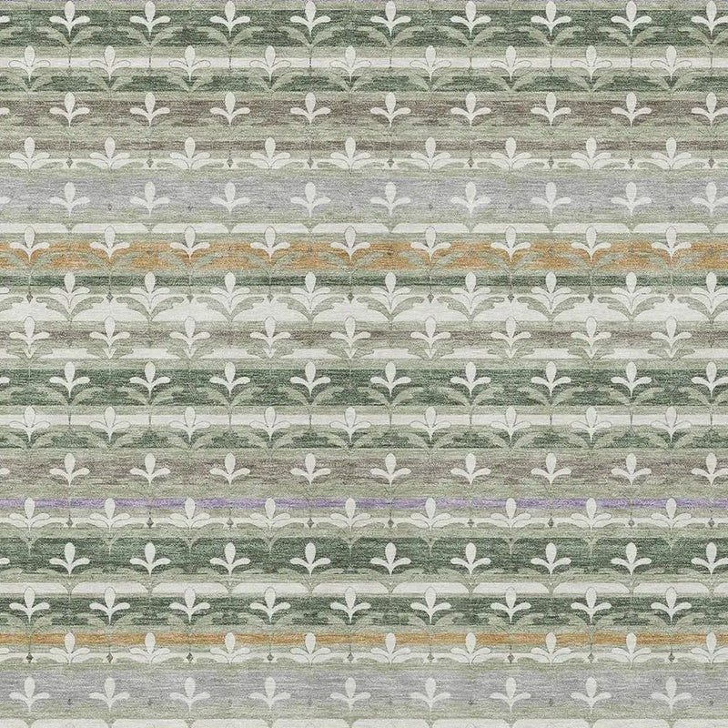 9' X 12' Green And Silver Damask Washable Indoor Outdoor Area Rug Homeroots Outdoor