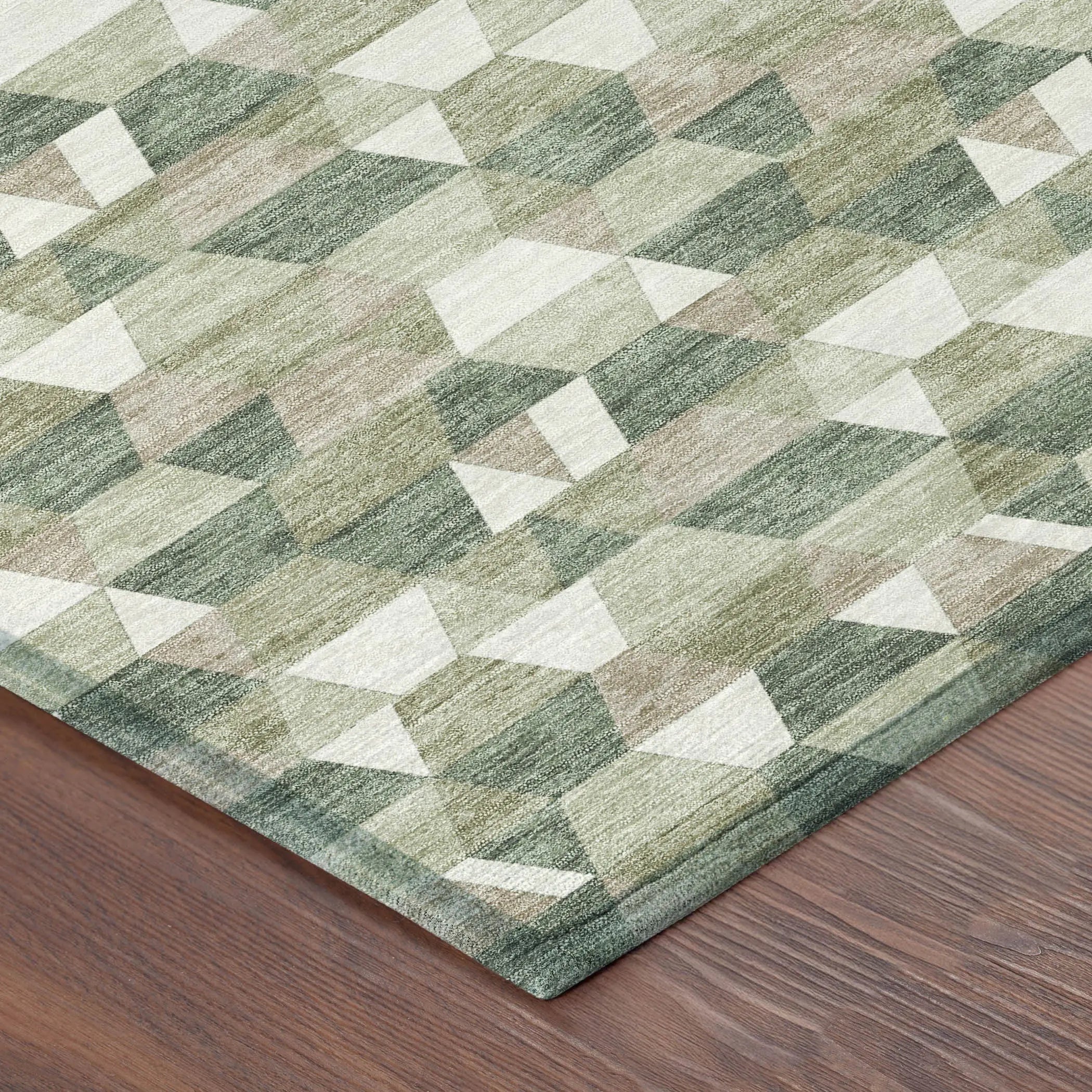 9' X 12' Green And Silver Geometric Washable Indoor Outdoor Area Rug Homeroots Outdoor