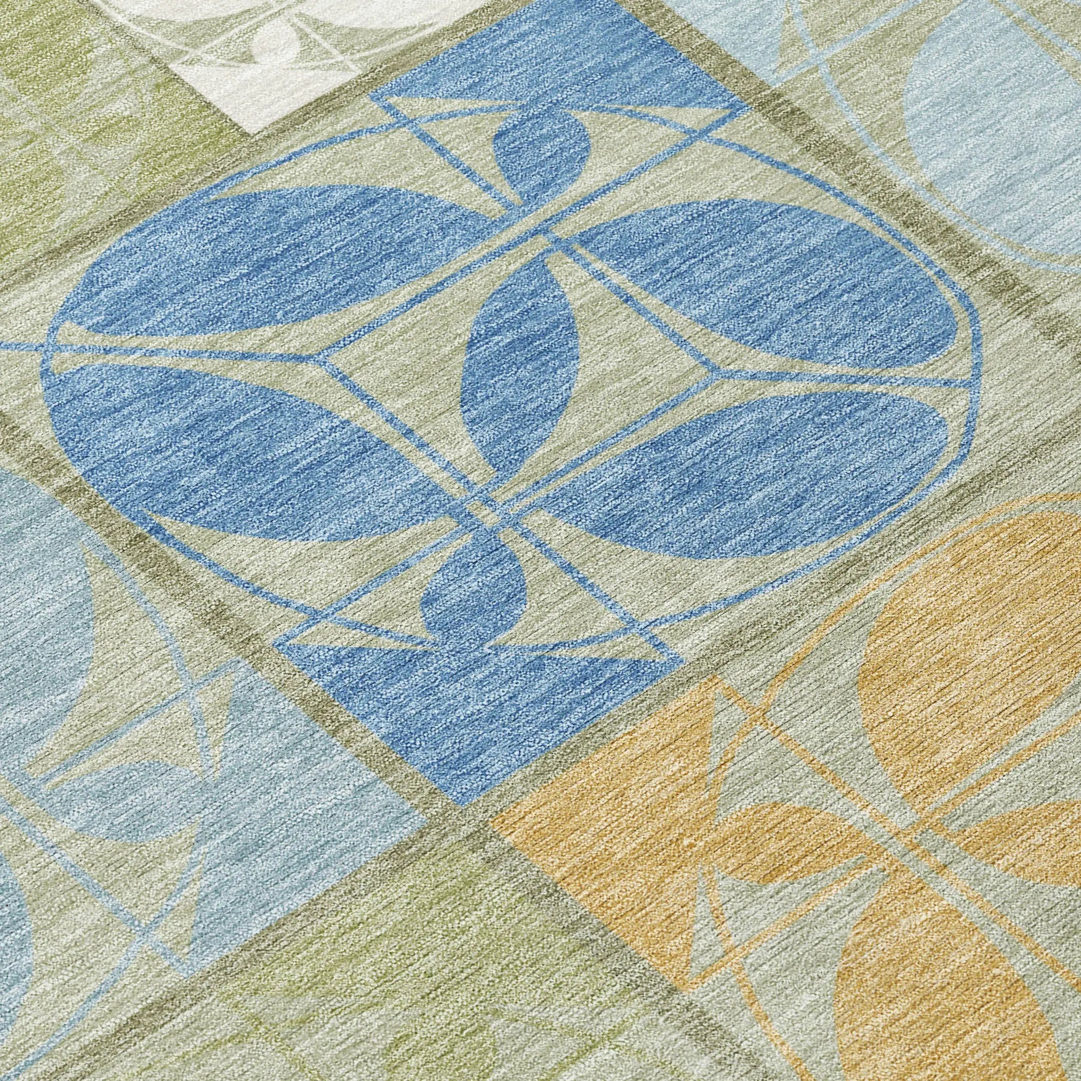 9' X 12' Green And Silver Geometric Washable Indoor Outdoor Area Rug Homeroots Outdoor