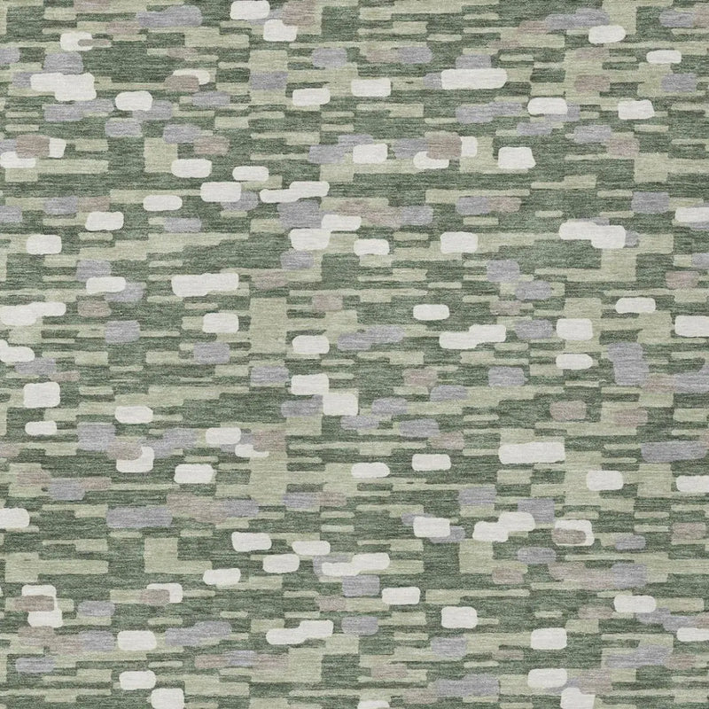 9' X 12' Green And Silver Geometric Washable Indoor Outdoor Area Rug Homeroots Outdoor