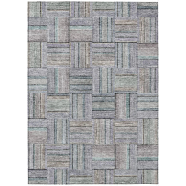 9' X 12' Green And Silver Geometric Washable Indoor Outdoor Area Rug Homeroots Outdoor