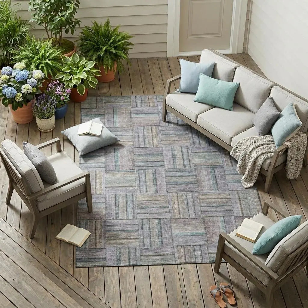 9' X 12' Green And Silver Geometric Washable Indoor Outdoor Area Rug Homeroots Outdoor