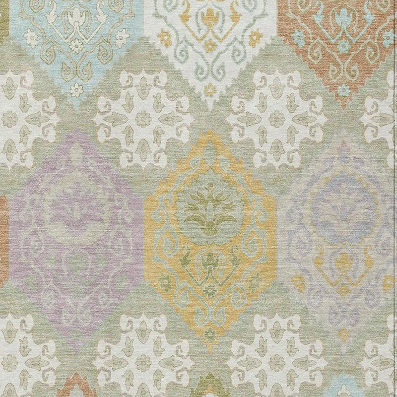 9' X 12' Green And Sky Blue Geometric Washable Indoor Outdoor Area Rug Homeroots Outdoor