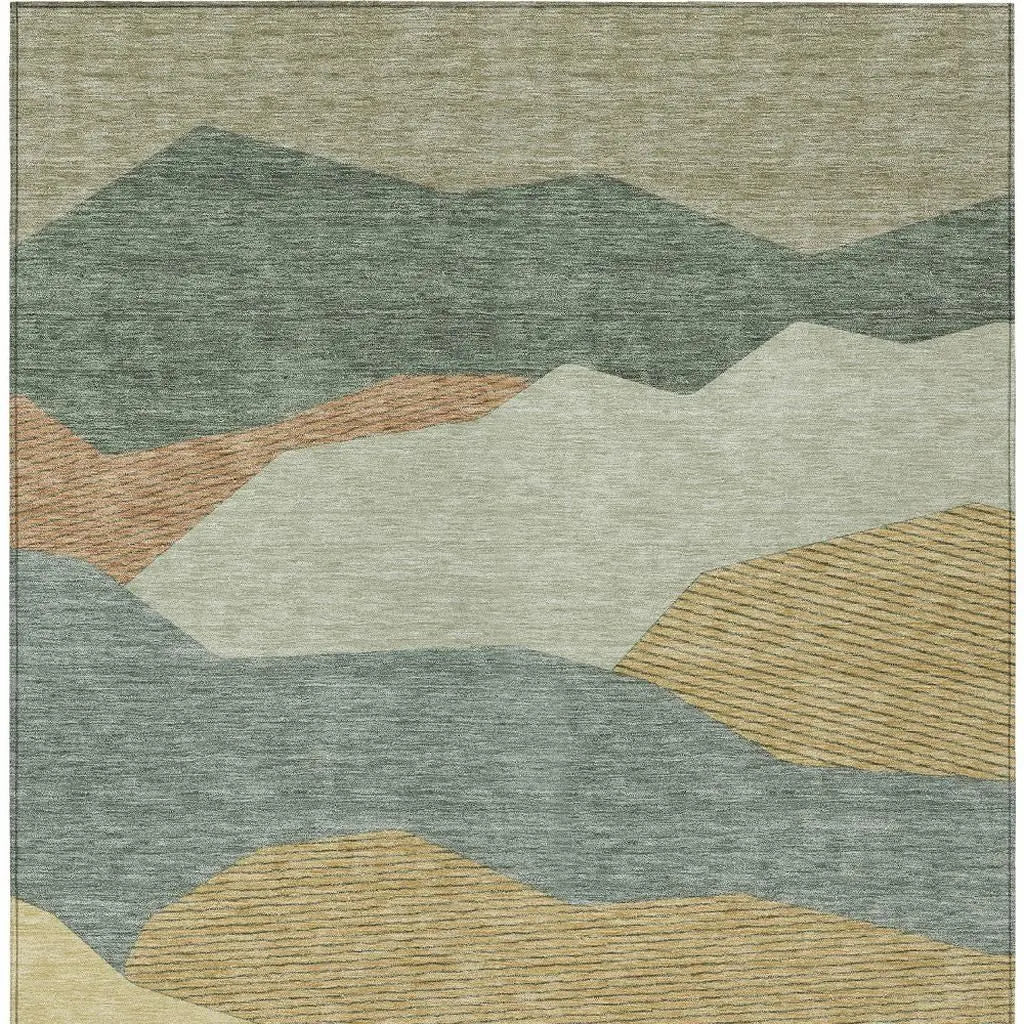 9' X 12' Green And Taupe Geometric Washable Indoor Outdoor Area Rug Homeroots Outdoor