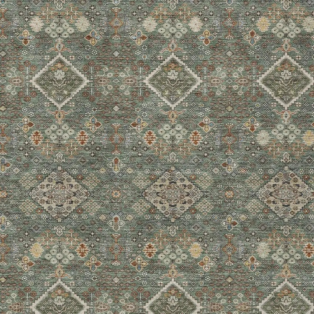 9' X 12' Green And Taupe Geometric Washable Indoor Outdoor Area Rug Homeroots Outdoor