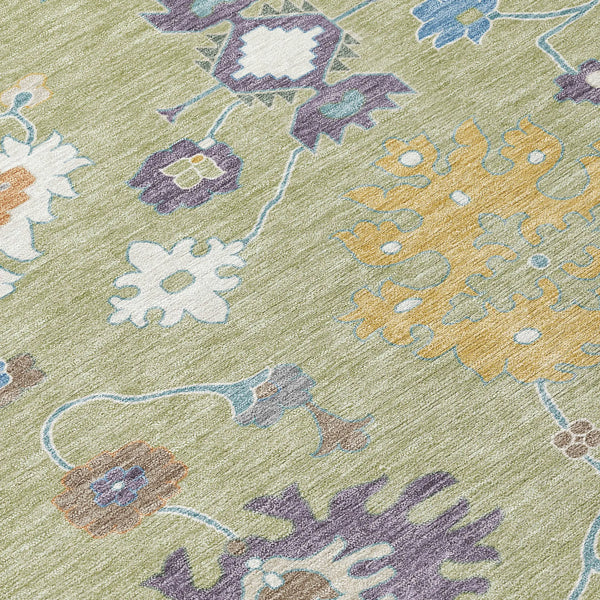 9' X 12' Green And Taupe Oriental Washable Indoor Outdoor Area Rug Homeroots Outdoor