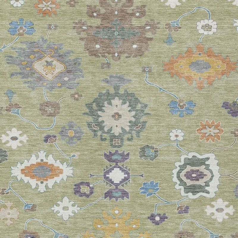 9' X 12' Green And Taupe Oriental Washable Indoor Outdoor Area Rug Homeroots Outdoor