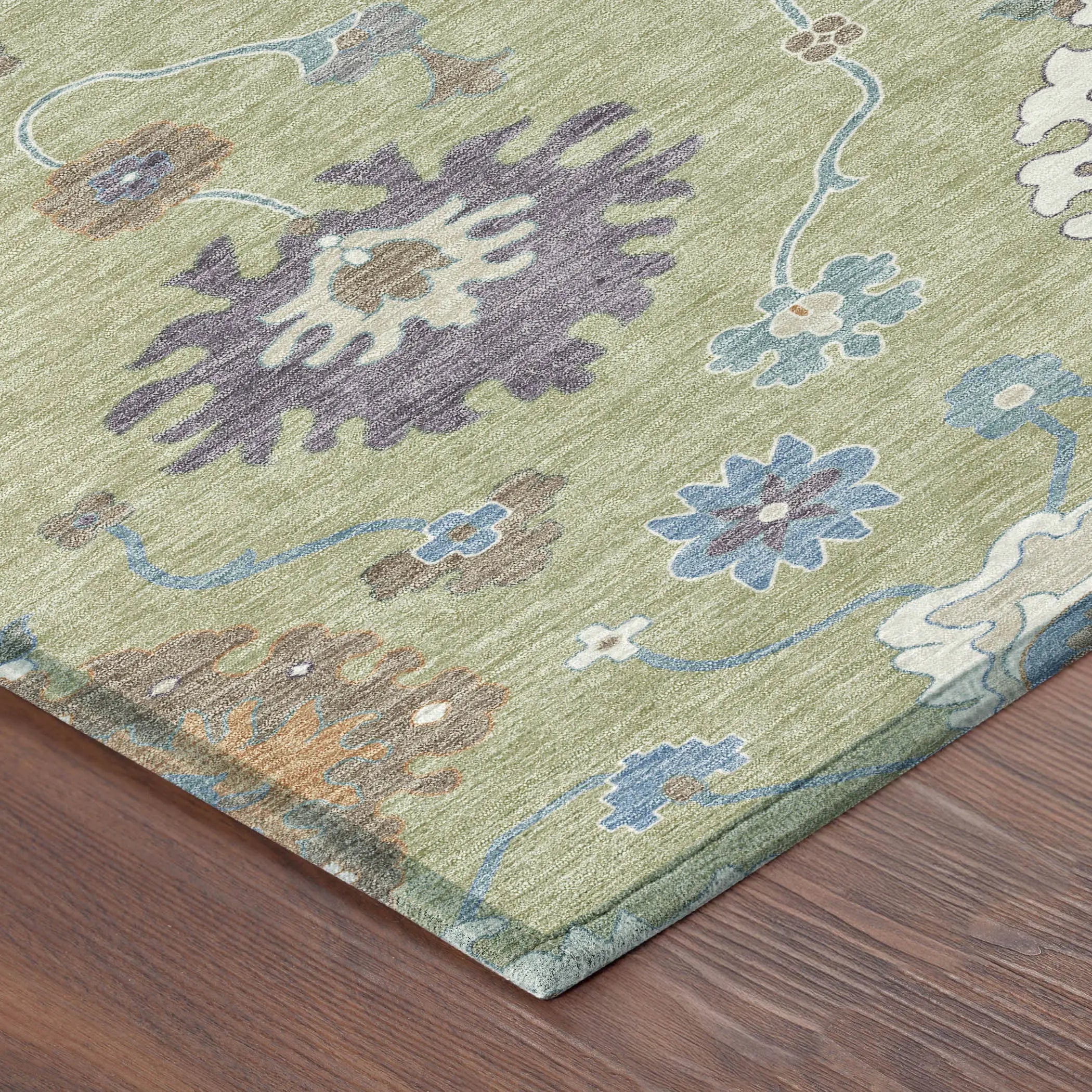 9' X 12' Green And Taupe Oriental Washable Indoor Outdoor Area Rug Homeroots Outdoor
