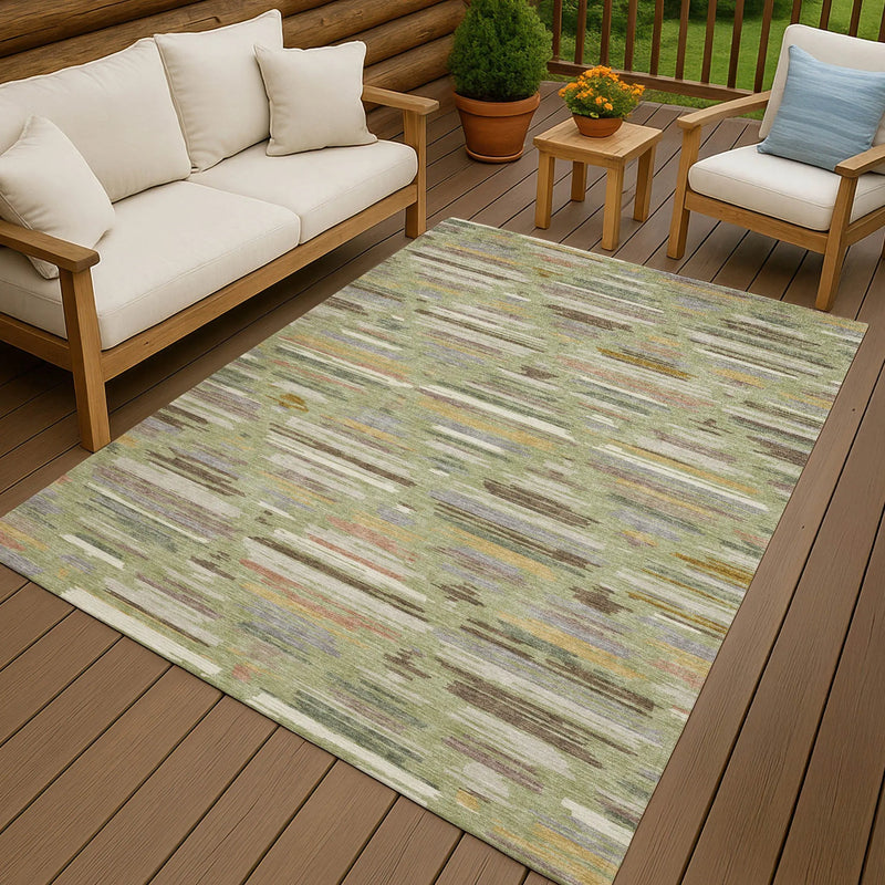 9' X 12' Green And Taupe Southwestern Washable Indoor Outdoor Area Rug Homeroots Outdoor