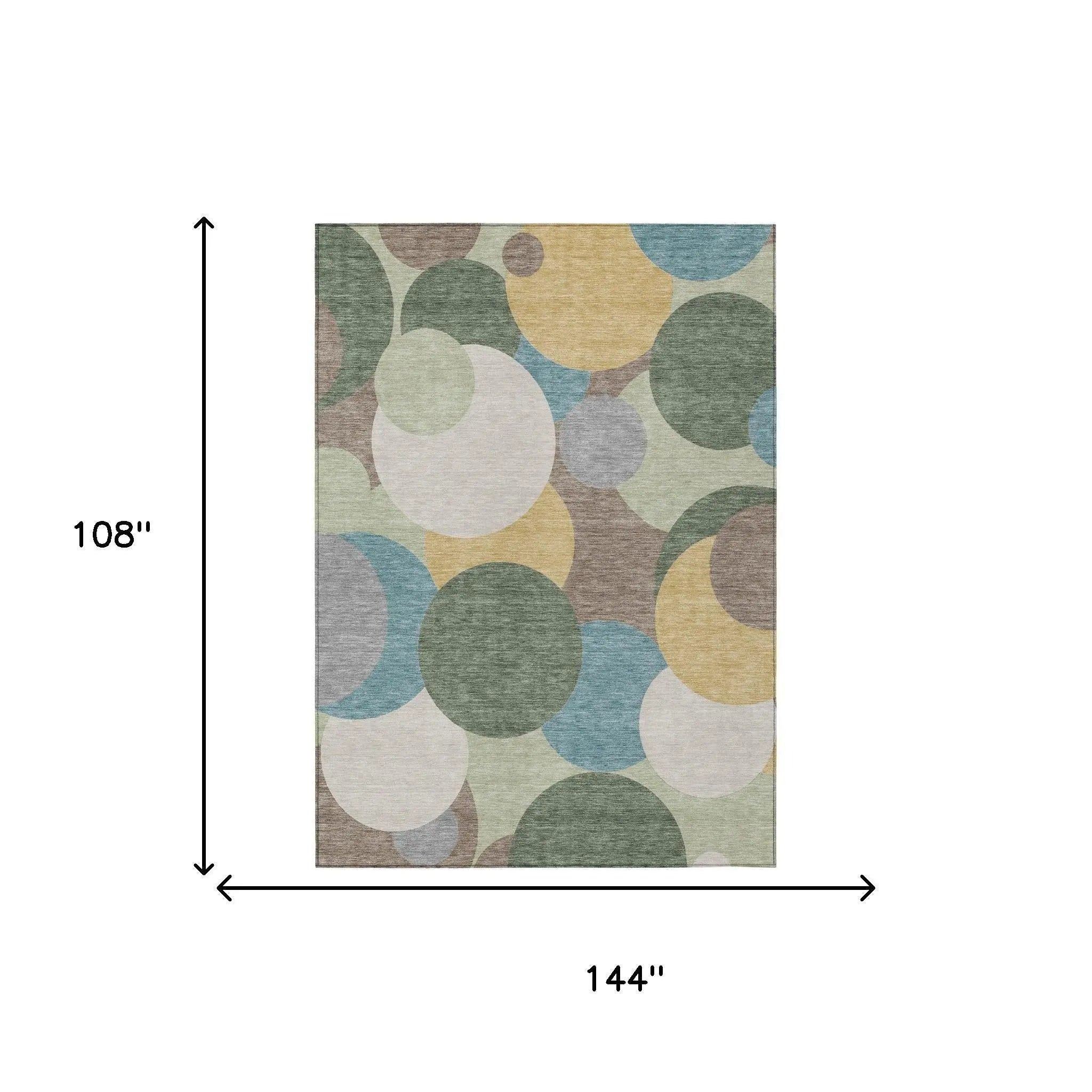 9' X 12' Green And Teal Blue Geometric Washable Indoor Outdoor Area Rug Homeroots Outdoor