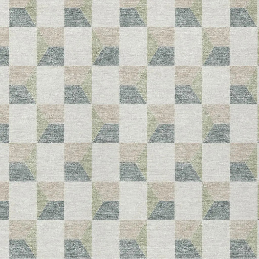 9' X 12' Green And Teal Blue Geometric Washable Indoor Outdoor Area Rug Homeroots Outdoor