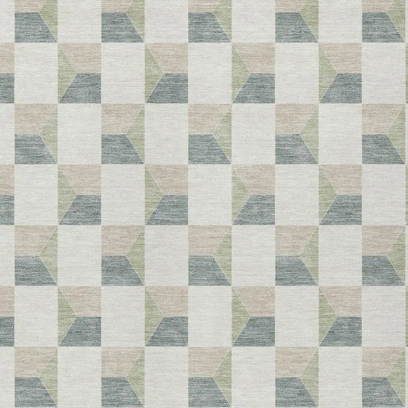 9' X 12' Green And Teal Blue Geometric Washable Indoor Outdoor Area Rug Homeroots Outdoor