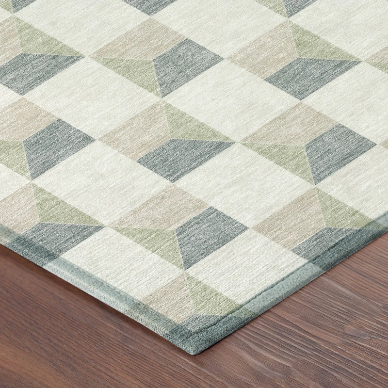 9' X 12' Green And Teal Blue Geometric Washable Indoor Outdoor Area Rug Homeroots Outdoor