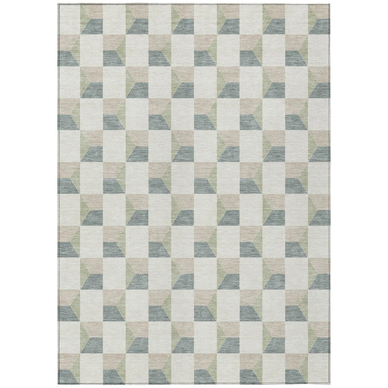 9' X 12' Green And Teal Blue Geometric Washable Indoor Outdoor Area Rug Homeroots Outdoor