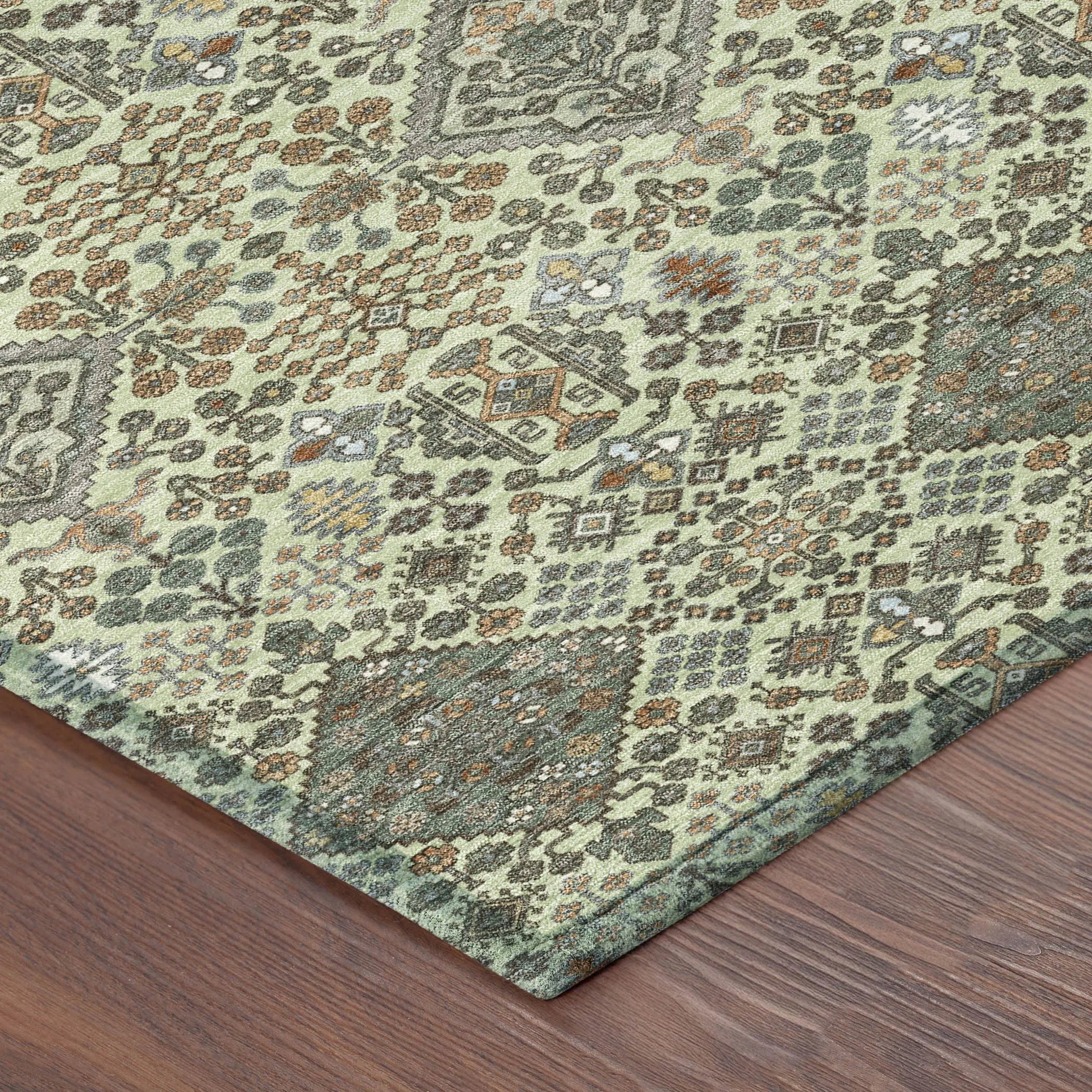 9' X 12' Green And Teal Blue Geometric Washable Indoor Outdoor Area Rug Homeroots Outdoor