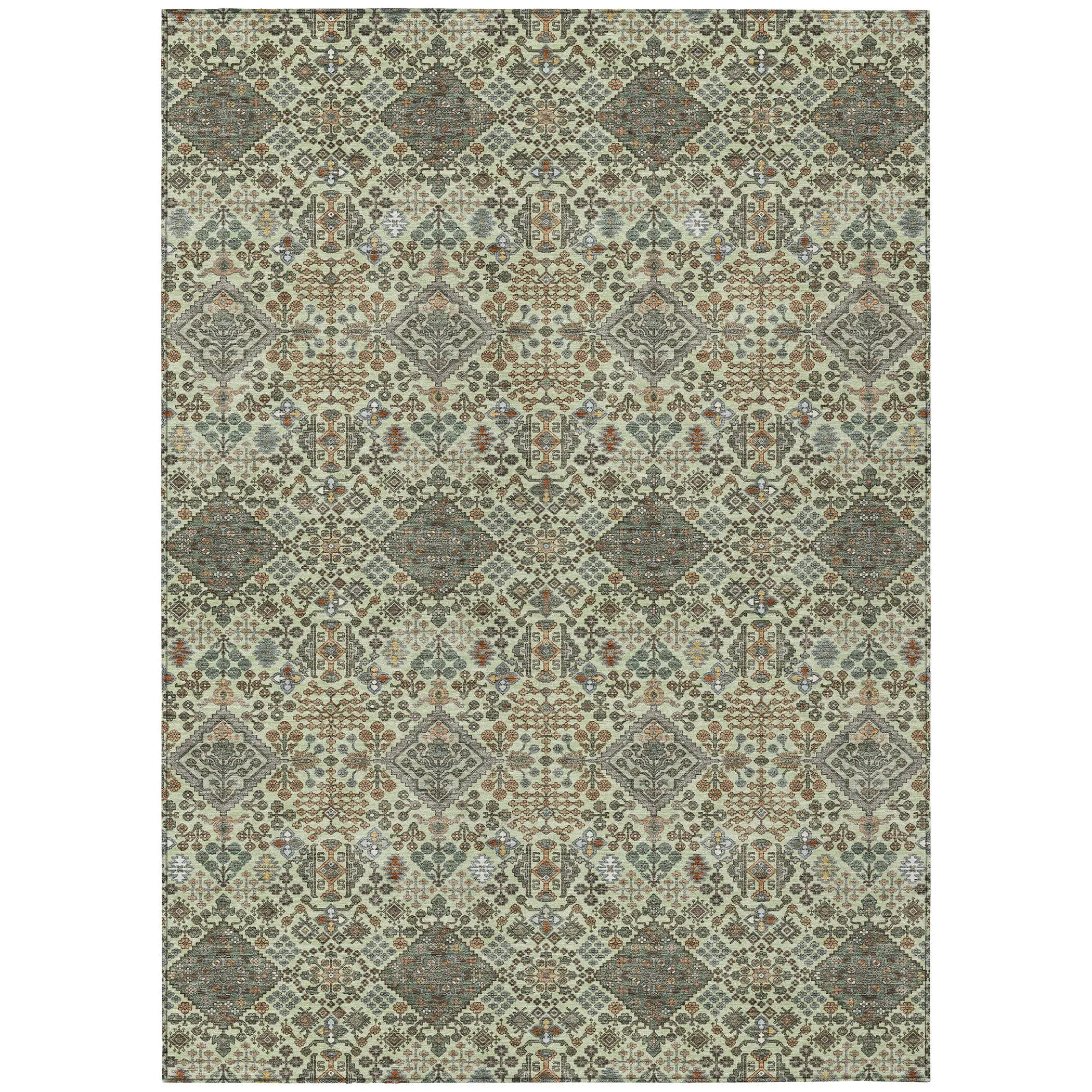 9' X 12' Green And Teal Blue Geometric Washable Indoor Outdoor Area Rug Homeroots Outdoor
