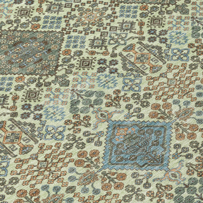 9' X 12' Green And Teal Blue Geometric Washable Indoor Outdoor Area Rug Homeroots Outdoor